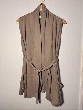 Hoss Intropia Linen Sleeveless Open Front Belted Cardigan Vest size L